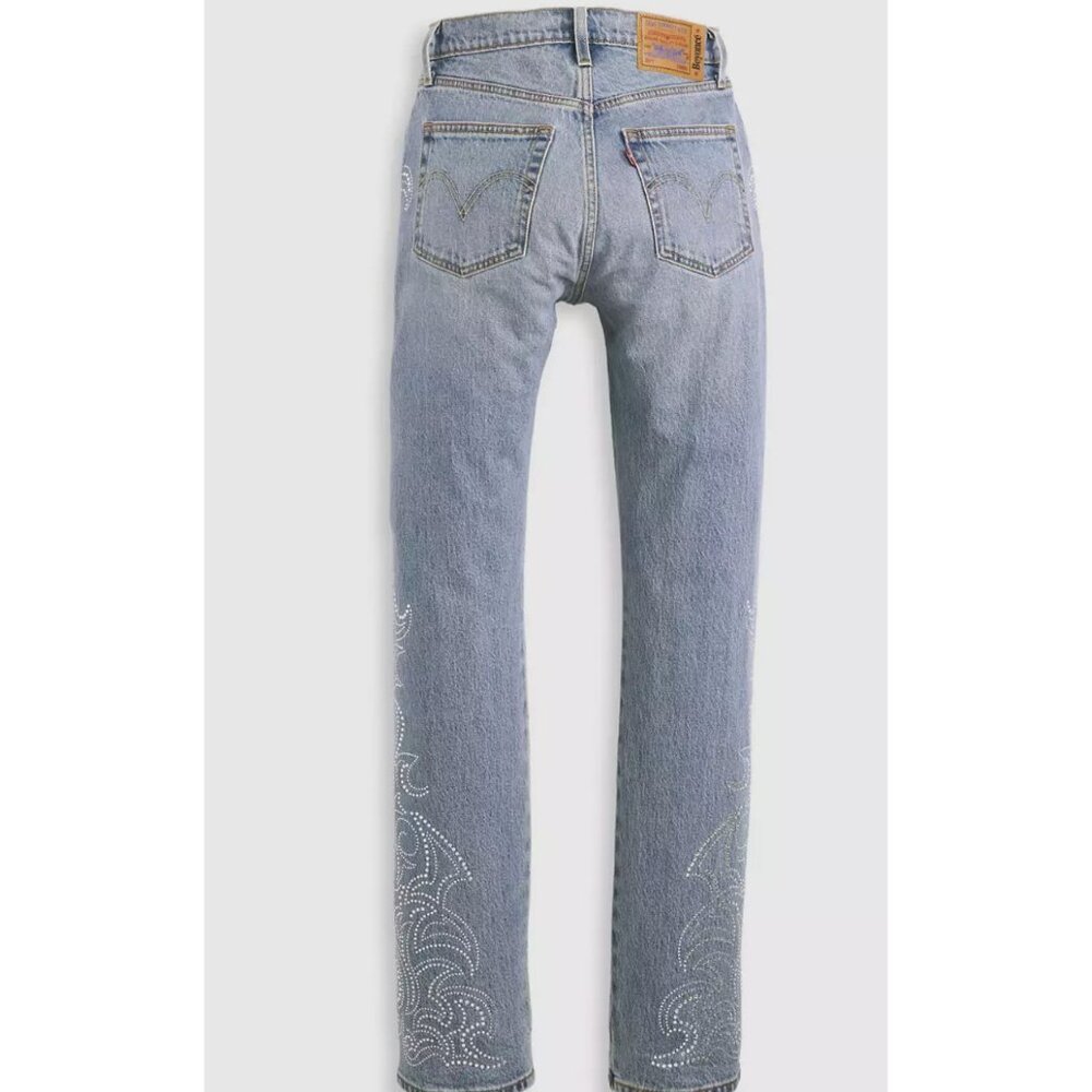Beyoncé X Levi's 501 Curve Women's 26x32 Jeans Western Crystal - Picture 5 of 7